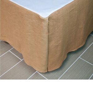 Linen-Look Golden Brown Bed Skirt | Dust Ruffle. King 68”x81” w/ 13” Drop EUC